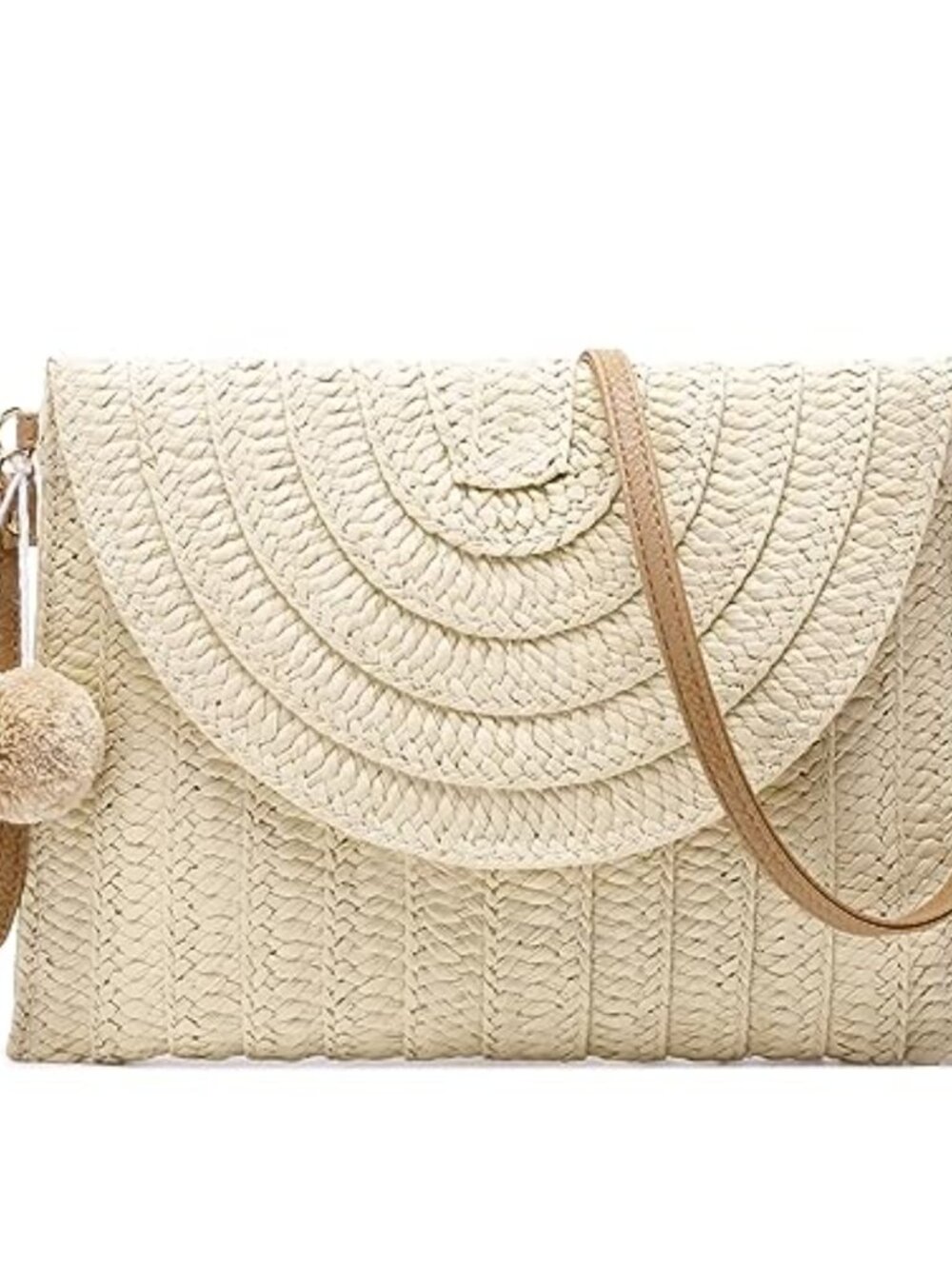 Straw Shoulder Bag Woven Envelope Clutch Crossbody Removable Strap Summer Beach